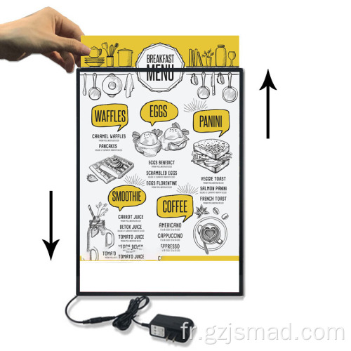 Menu de restauration en verre LED Lightbox